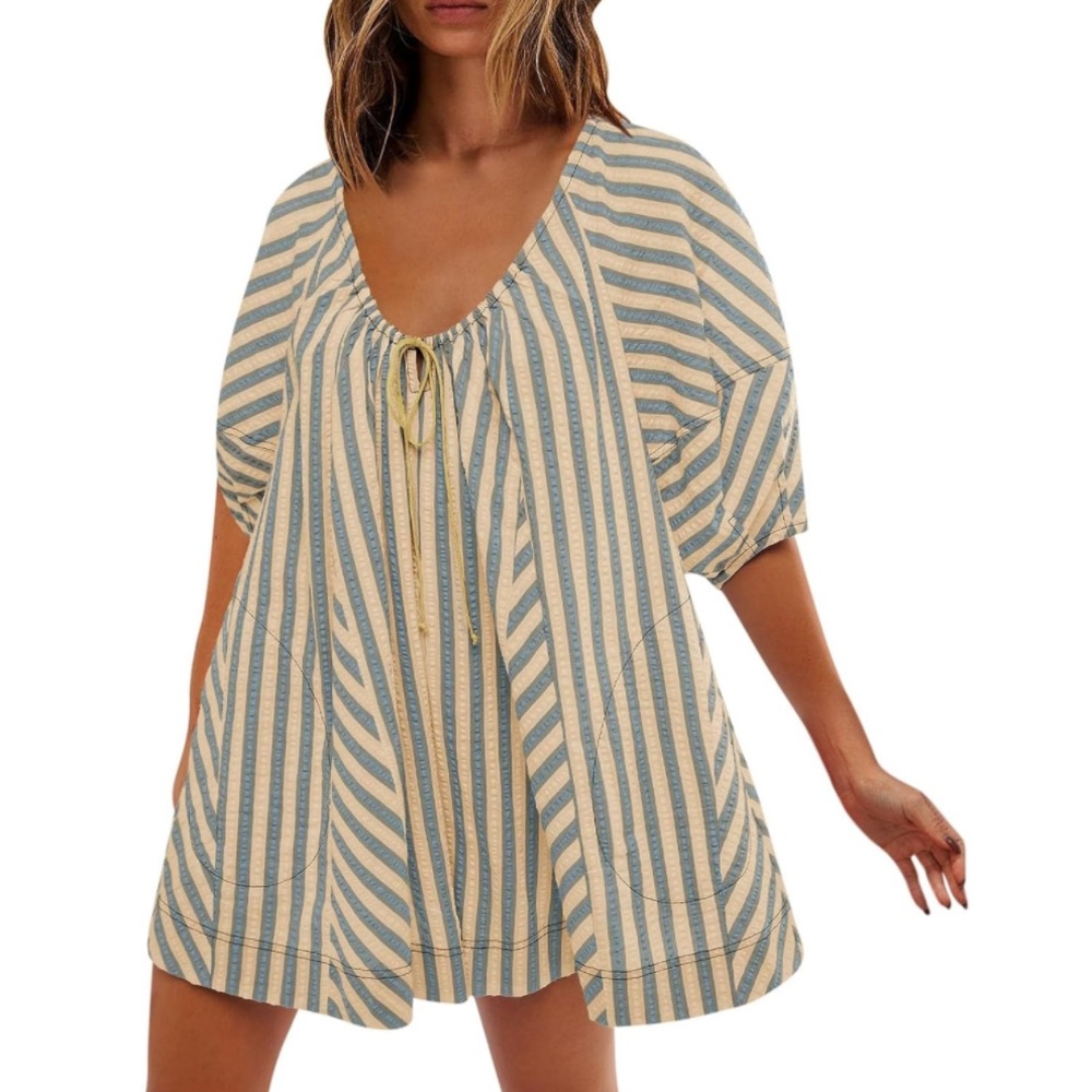 Blue stripe romper
